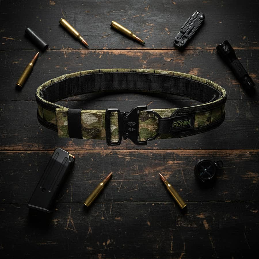 Ronin Outdoor belt in camouflage with durable buckle for outdoor use