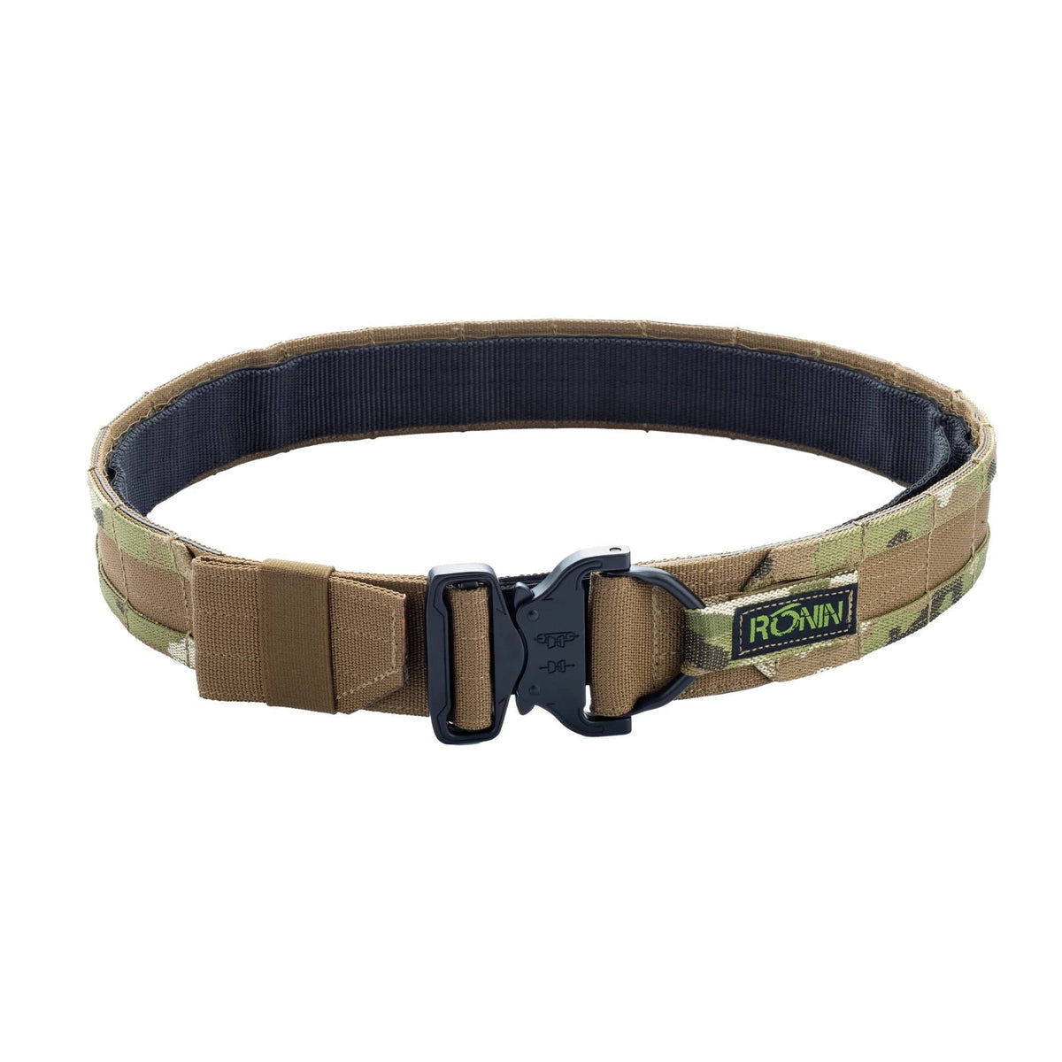 Ronin outdoor belt in Coyote Brown with Multicam webbing for tactical use