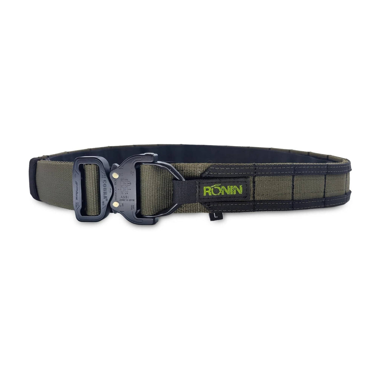 Ronin outdoor belt in green with quick-release buckle for tactical use