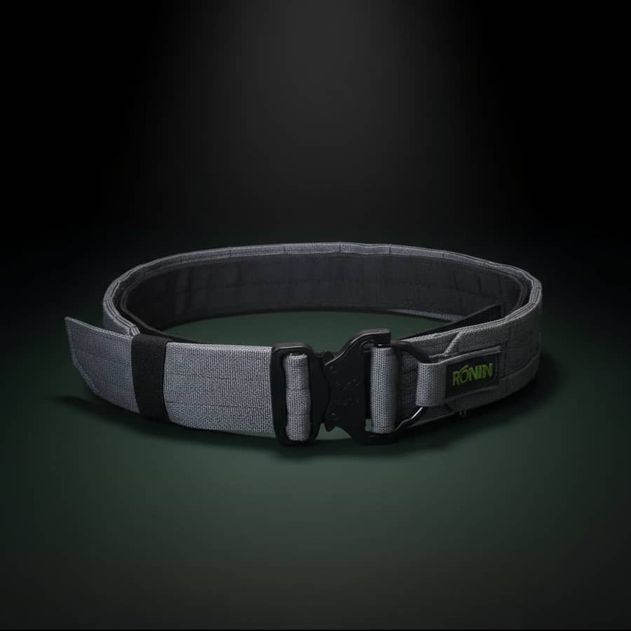 Ronin Gray Outdoor combat belt with adjustable buckle for stability