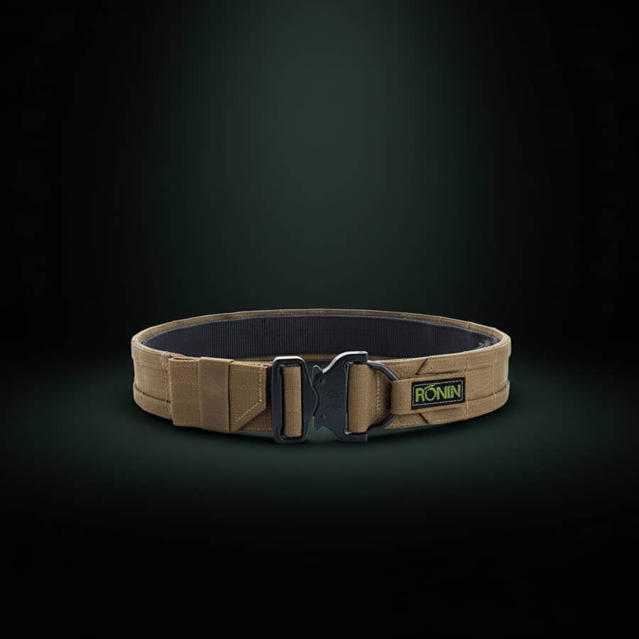 Ronin Outdoor Combat Belt in Tan with Heavy-Duty Buckle for Durability