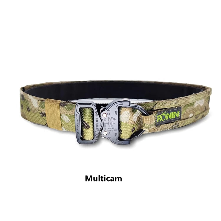 Multicam Ronin style tactical belt with durable buckle for outdoor and military use