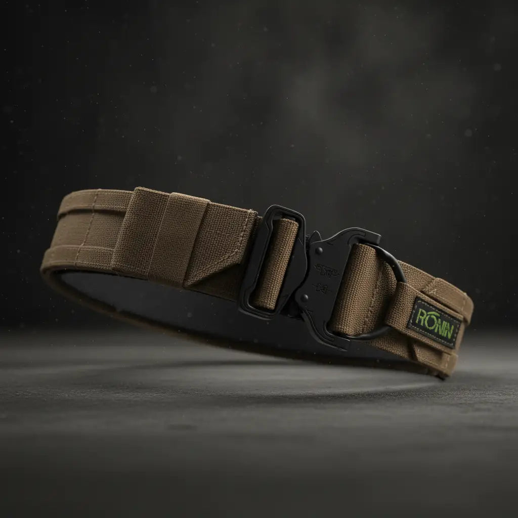 Ronin utility belt in tan with durable buckle for tactical use