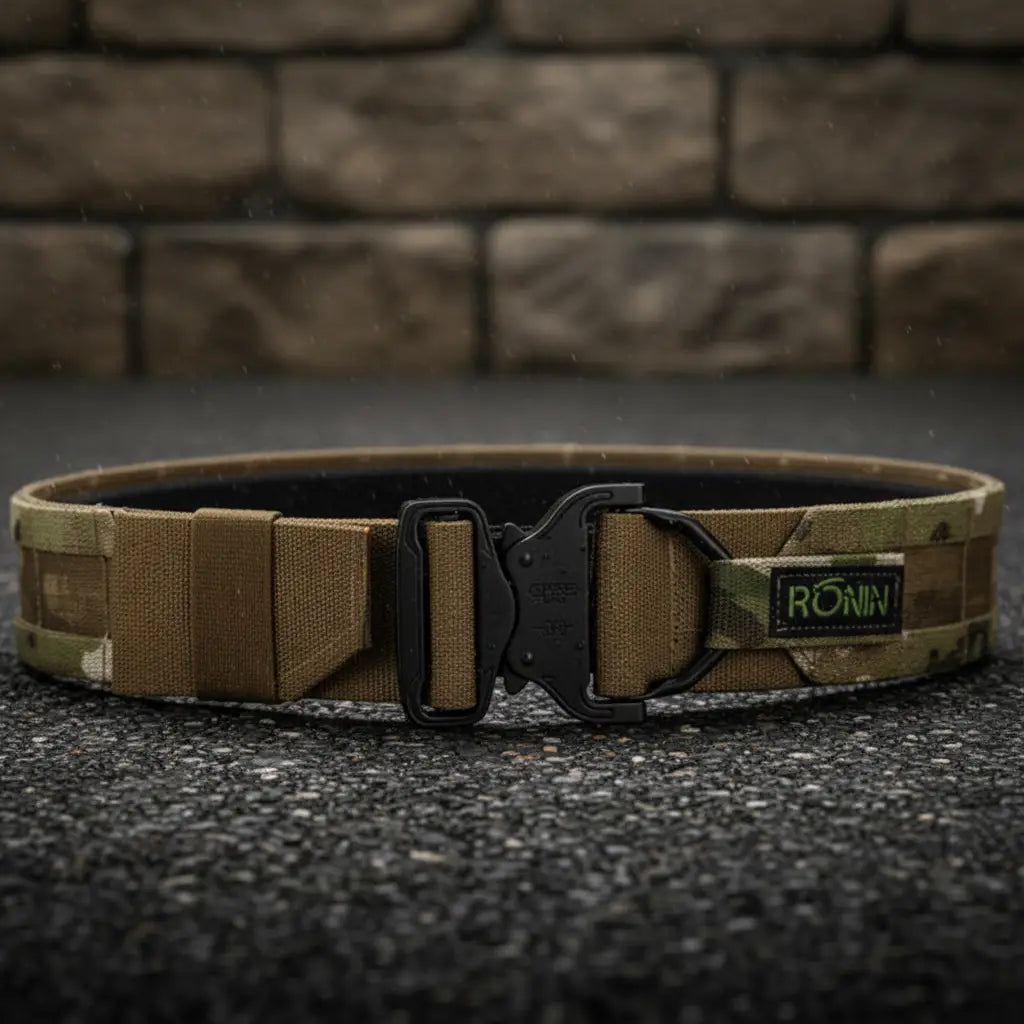 Ronin utility belt in camouflage with durable adjustable buckle