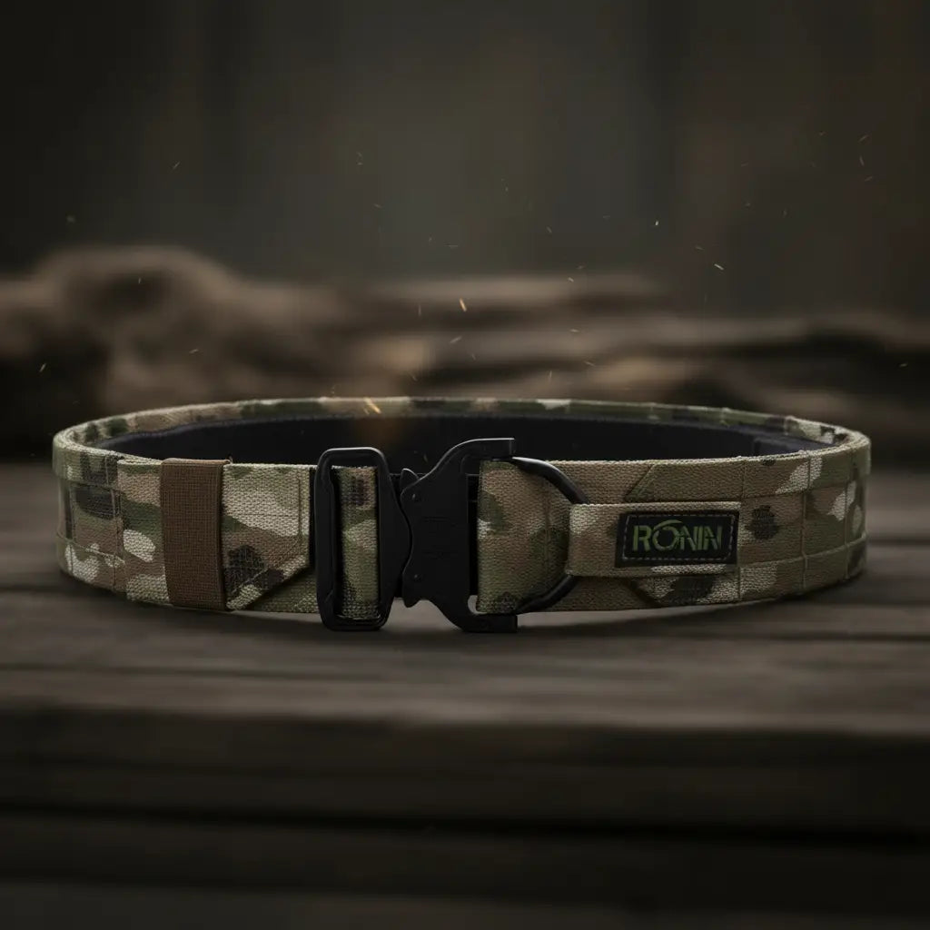 Ronin utility belt in camo, designed for tactical use and durability