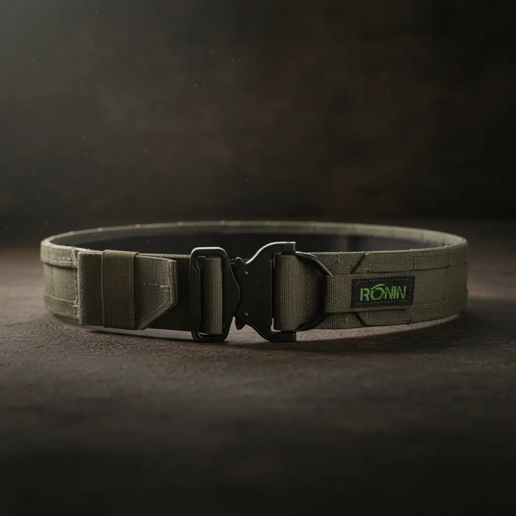 Ronin utility belt in olive green, designed for tactical use