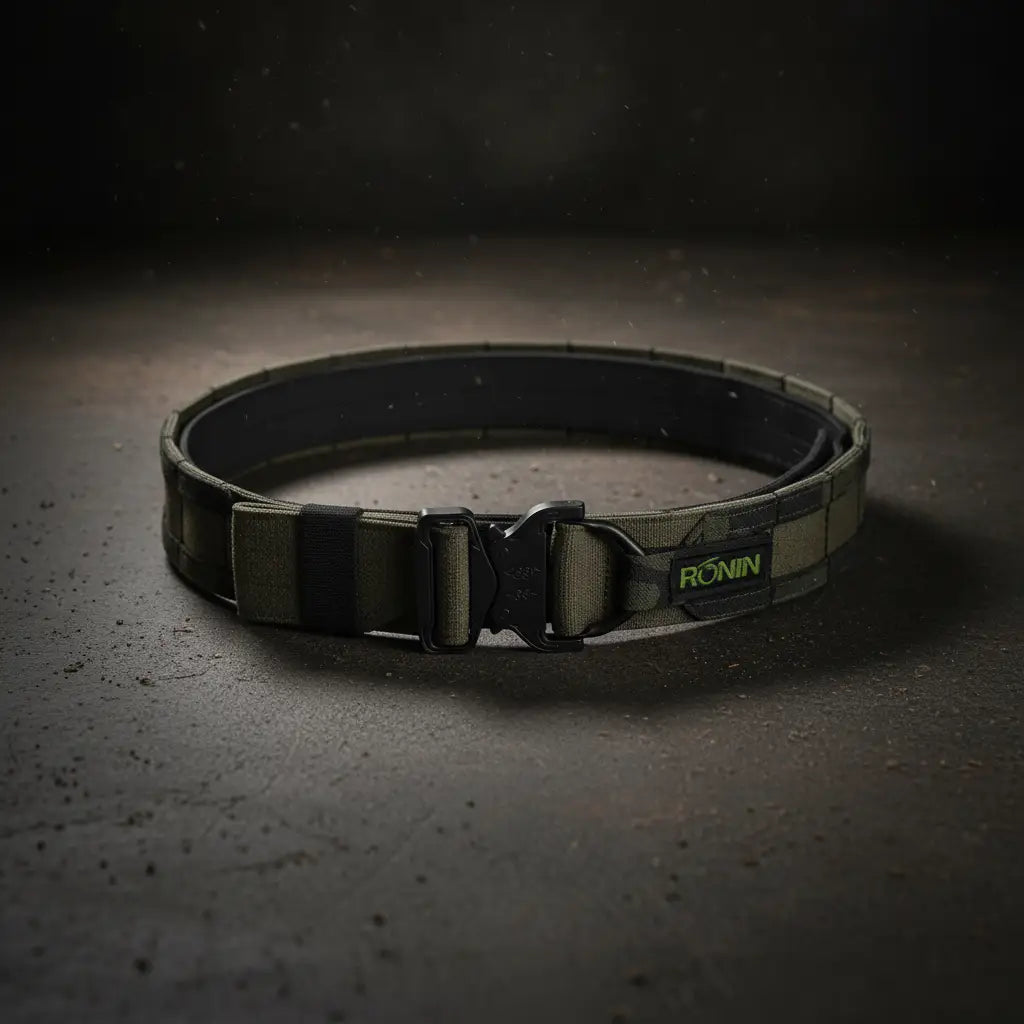 Ronin utility belt in green, designed for tactical gear and outdoor activities