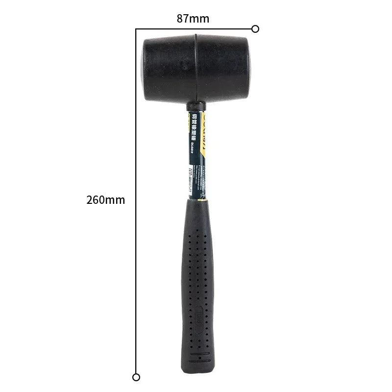 Rubber mallet hammer with black head for non-marring strikes