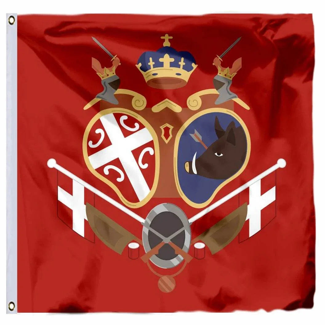 Serbia national flag 3x5ft featuring a vibrant red background with an emblematic coat of arms