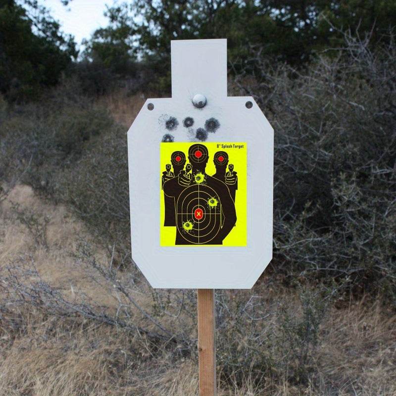 Reactive splatter target on stand for outdoor shooting practice
