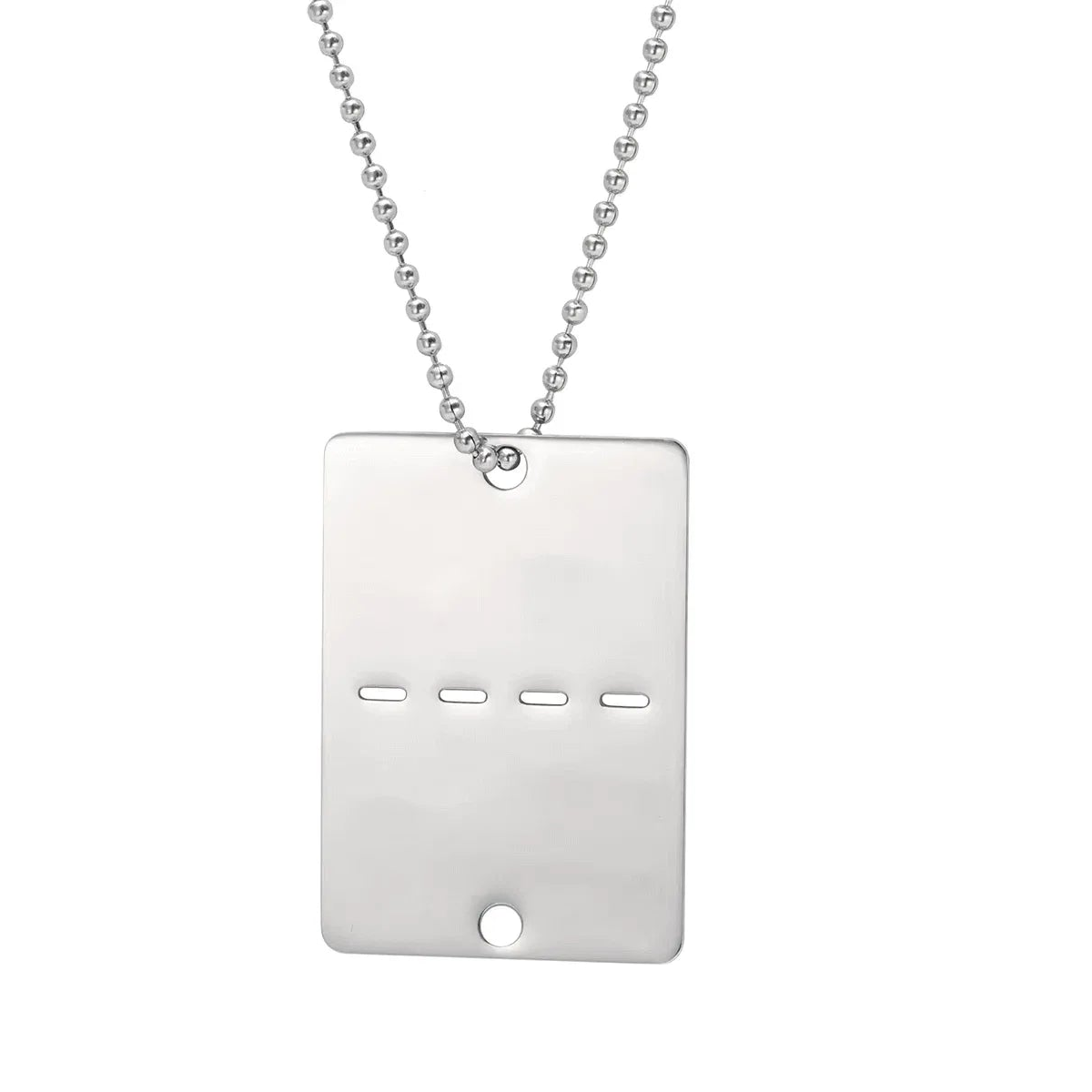 Silver dog tag necklace with customizable engraving options for personalized style