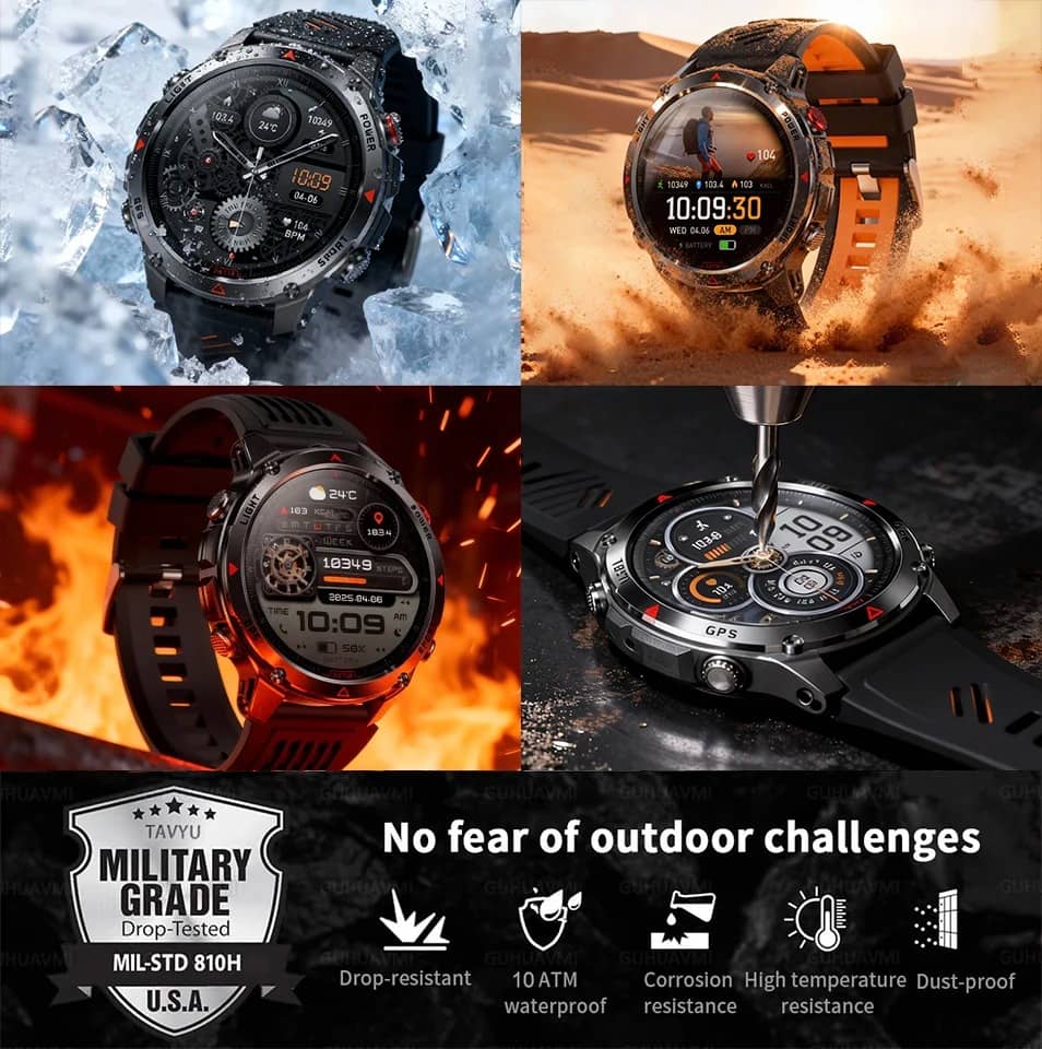 TAYU smart GPS watch with rugged design for outdoor enthusiasts