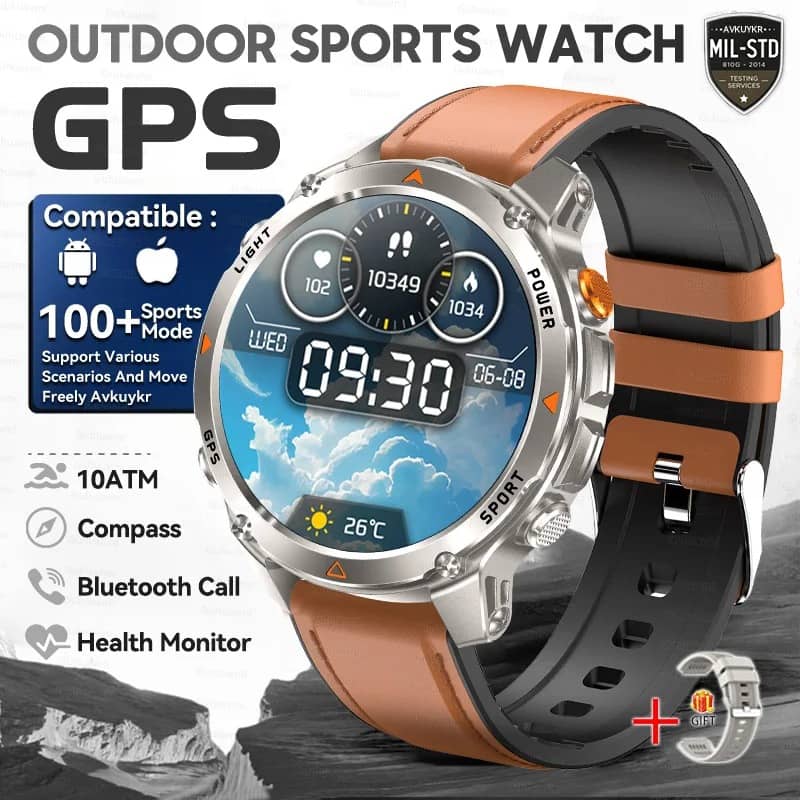 Outdoor Smart GPS Watch with Health Monitor and Bluetooth Call Feature