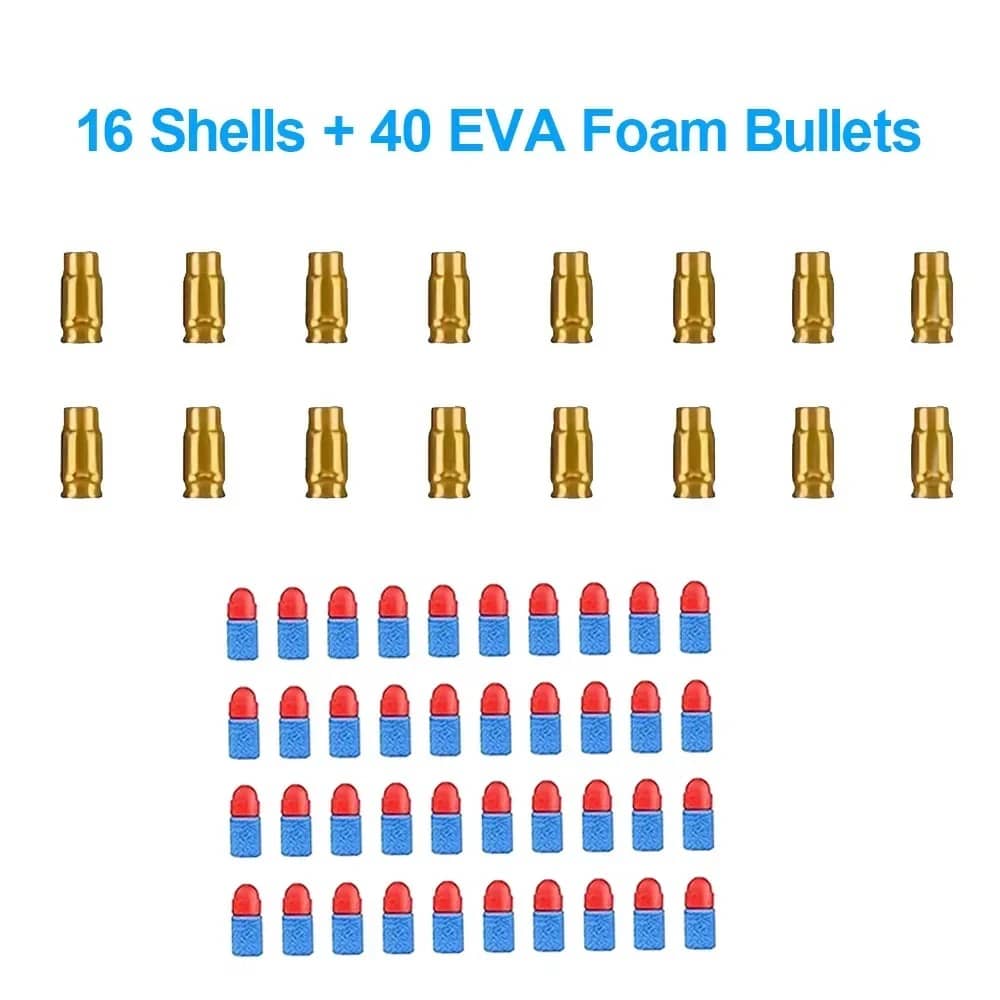 40 EVA Foam Bullets and 16 Shells for soft bullets for toy guns