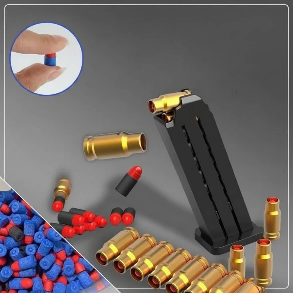 Military-Outdoors Toy Gun with Soft Foam Darts and Toy Shells for safe play