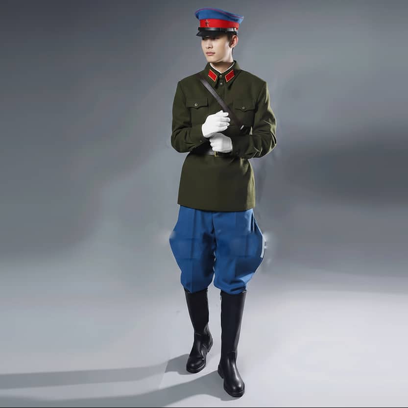 Soviet Commissar Uniform 1960s in green and blue, ideal for historical reenactments