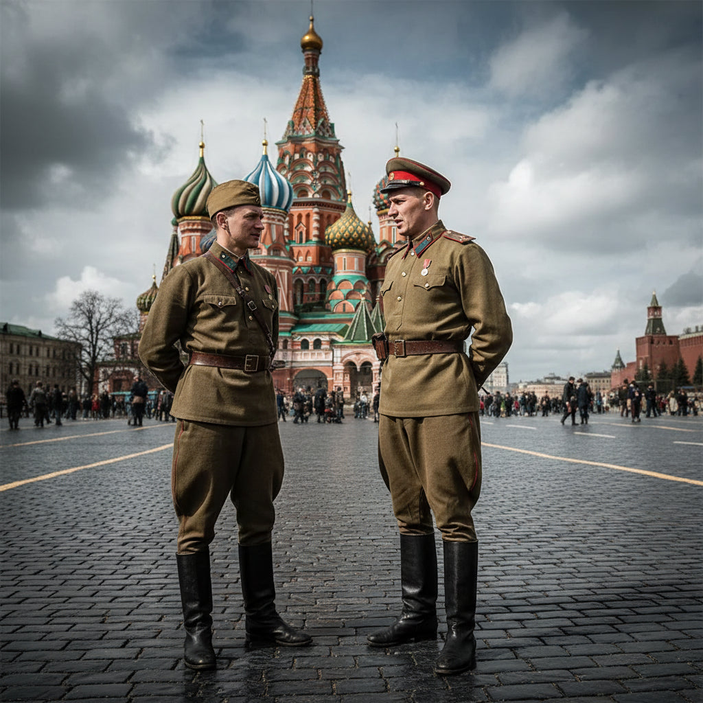 Soviet Commissar uniform in olive green, ideal for historical reenactments