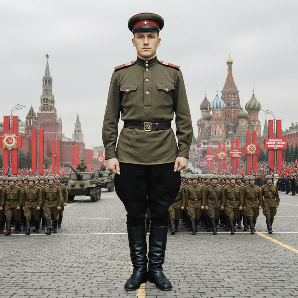 Soviet Commissar uniform in green, ideal for historical reenactments