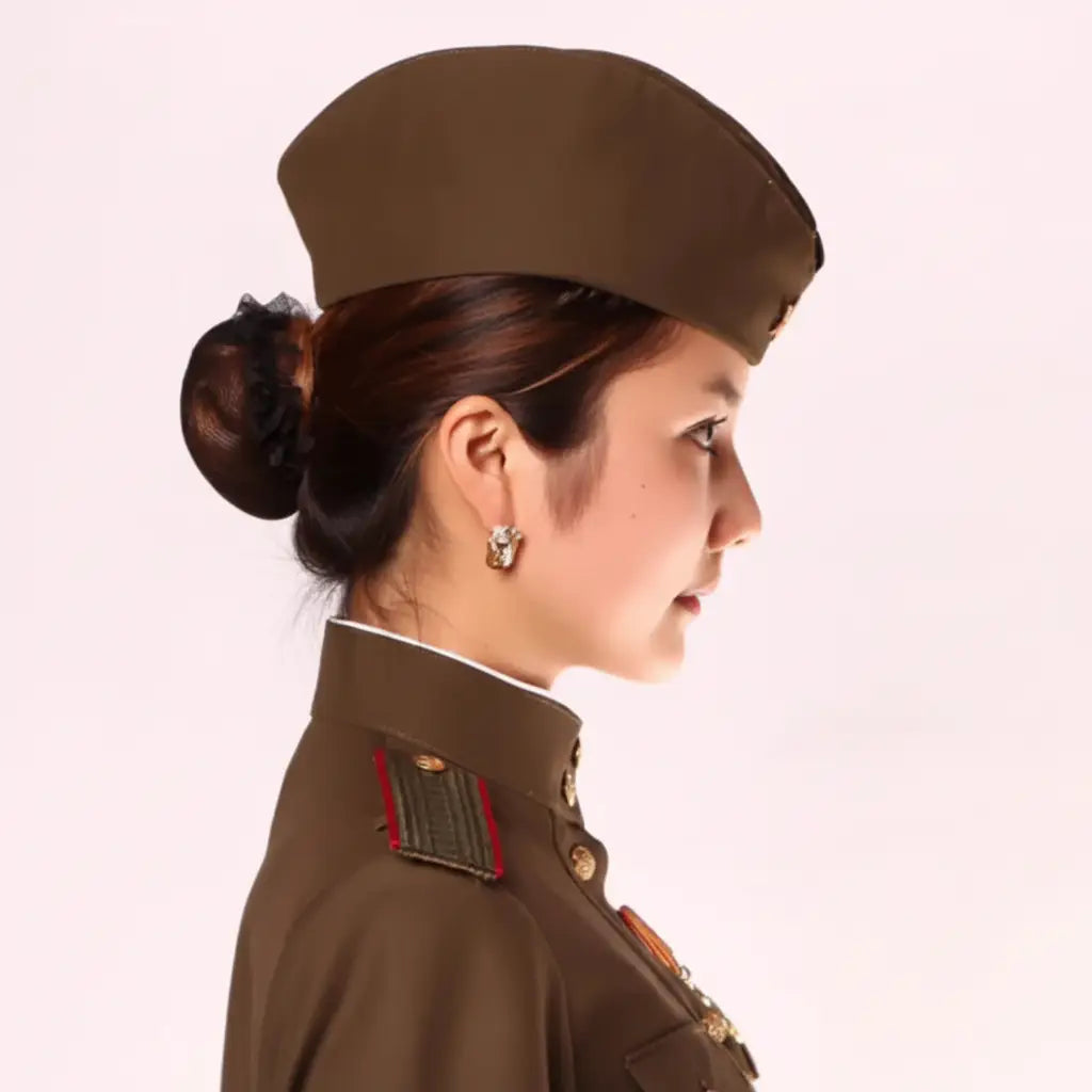 Soviet pilotka cap in brown, ideal for military reenactments