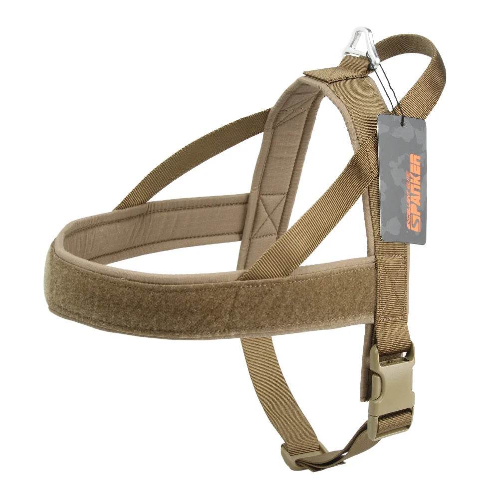 Military tan pet chest strap vest for secure and comfortable pet outings