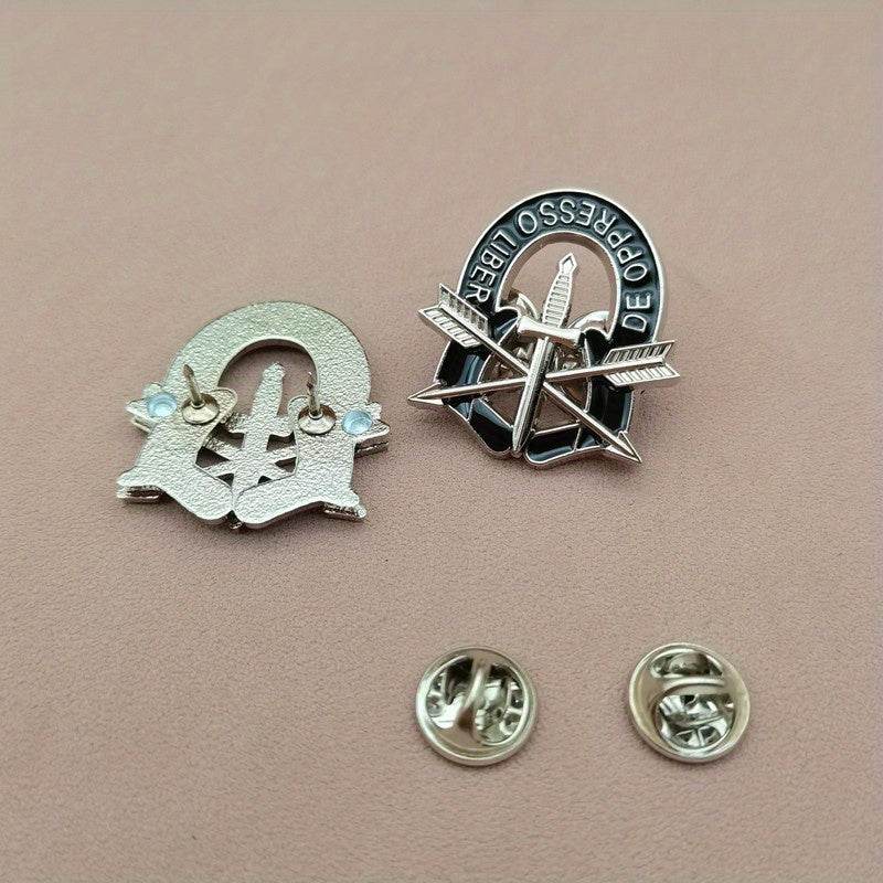 Silver special forces pin with black emblem for military enthusiasts