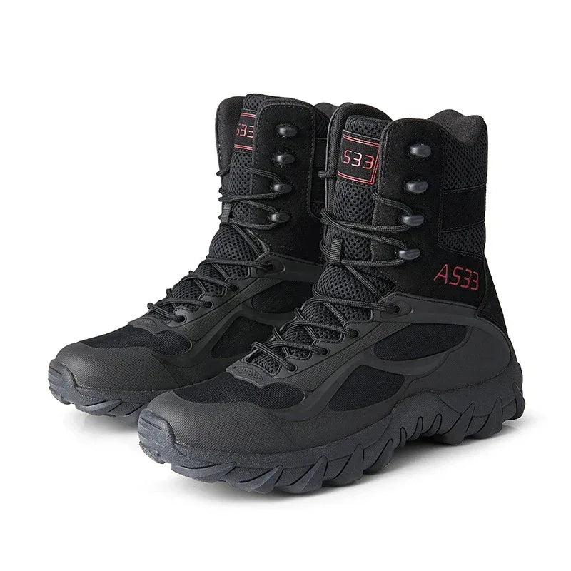 Black split leather boots designed for tactical use and comfort