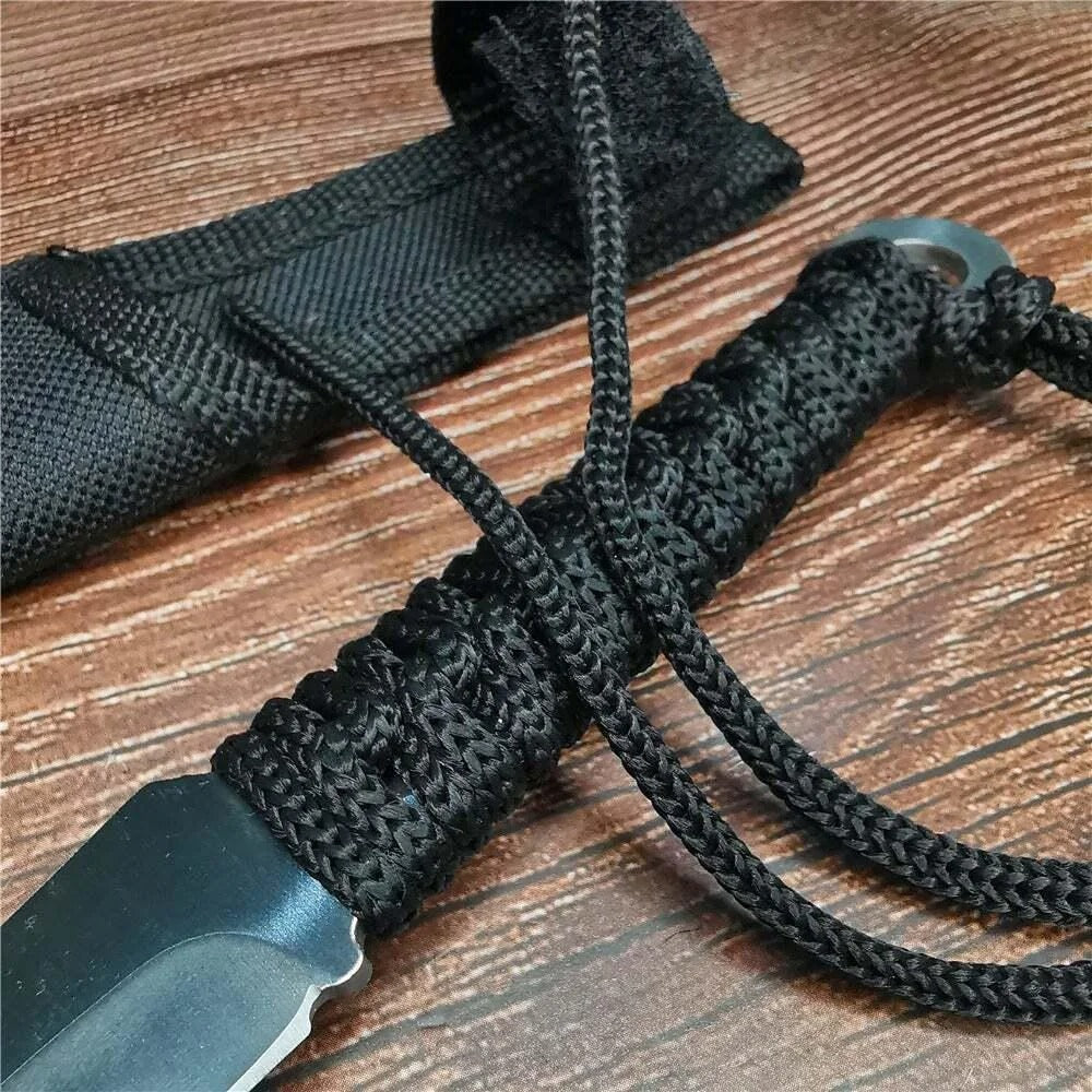 Durable stainless steel army knife with a sturdy handle and protective sheath