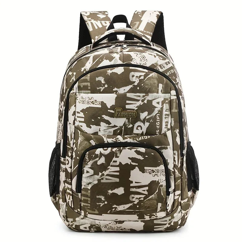Military-Outdoors Camo Student Backpack with Multiple Pockets for Kids
