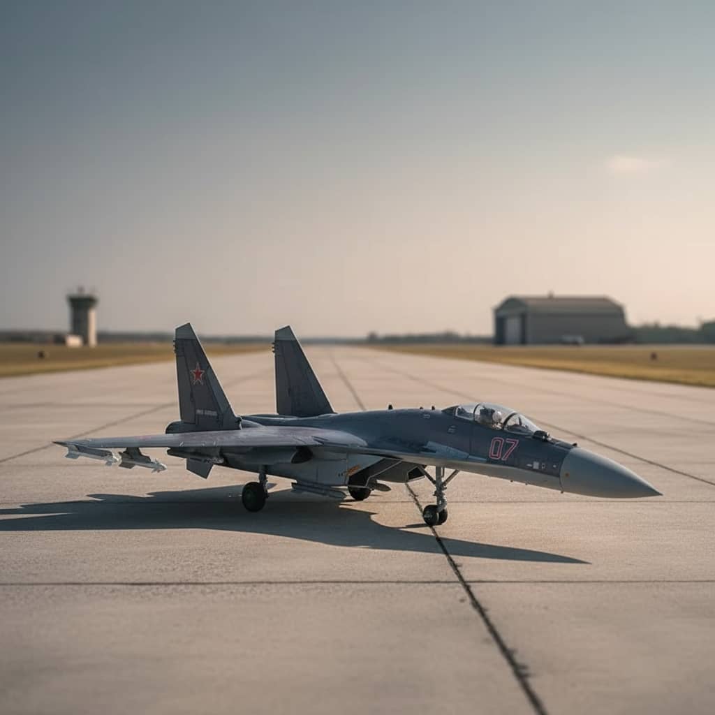 SU-35 fighter jet model in gray, perfect for aviation enthusiasts