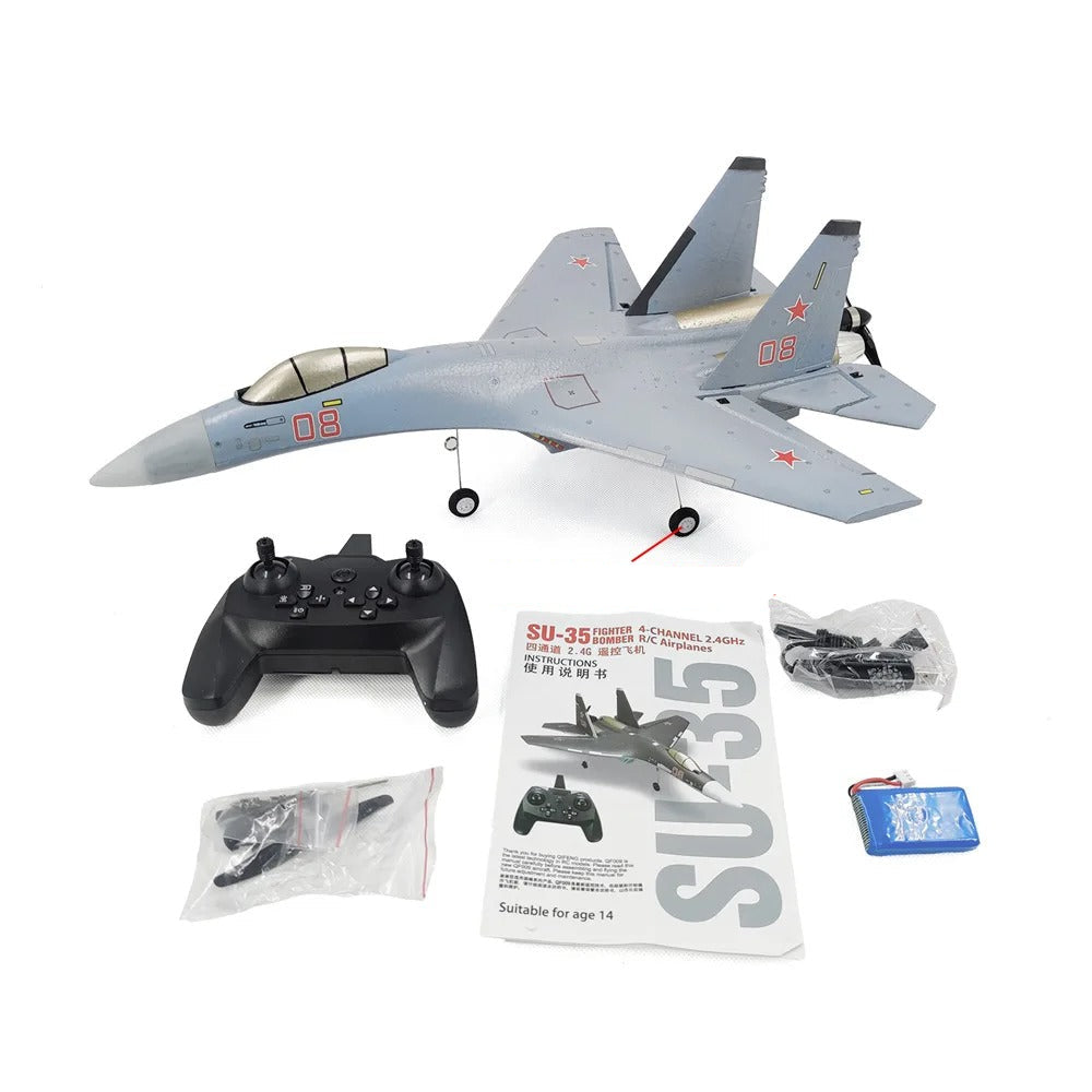 Su-35 remote control aircraft with controller and accessories for outdoor flying fun