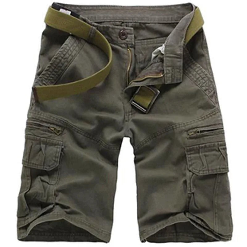 Green Summer Cargo Shorts with Multiple Pockets for Outdoor Activities