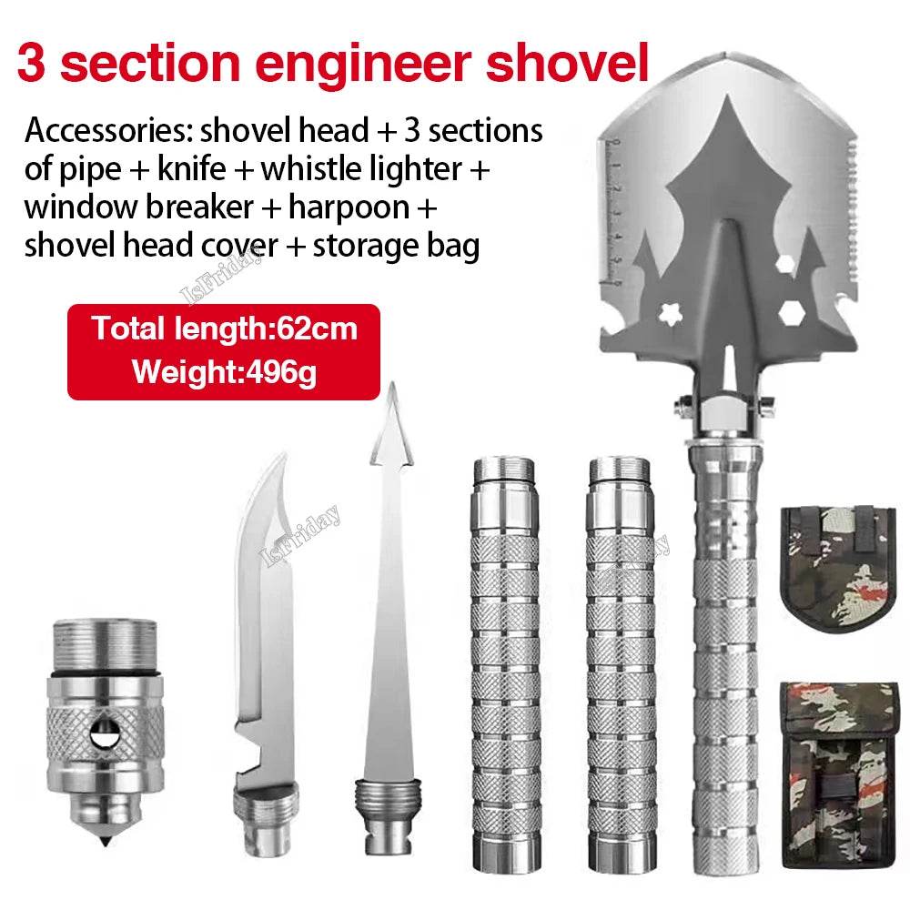 Folding Shovel Multi-Purpose Military Survival Tool - Military-Outdoors.com