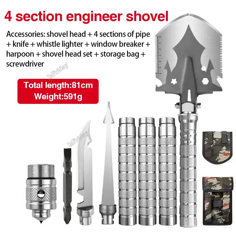 Folding Shovel Multi-Purpose Military Survival Tool - Military-Outdoors.com