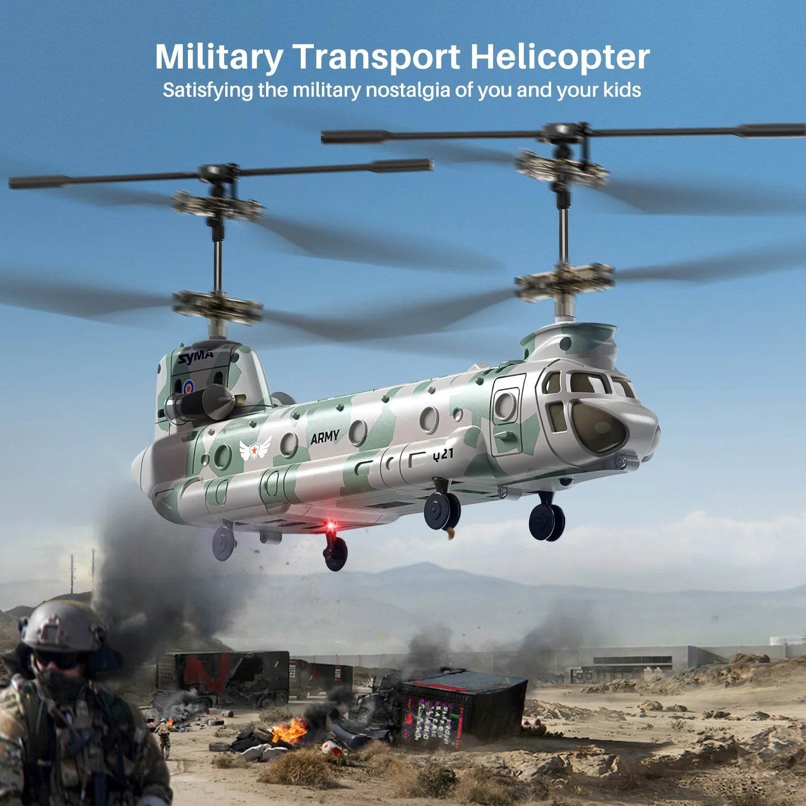 Q21 Dual Propeller Military Transport Helicopter RC Toy - Military-Outdoors.com
