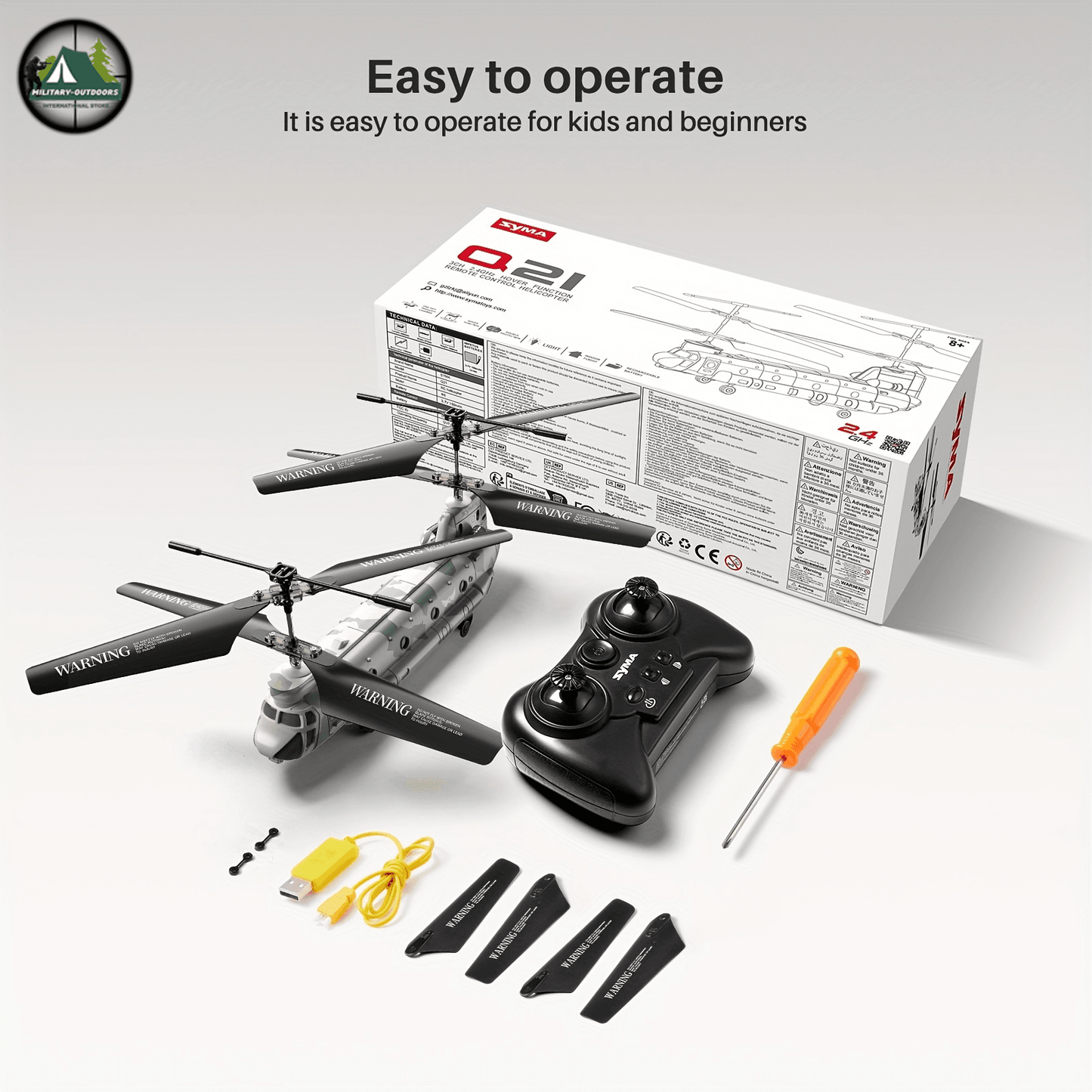 Q21 Dual Propeller Military Transport Helicopter RC Toy - Military-Outdoors.com