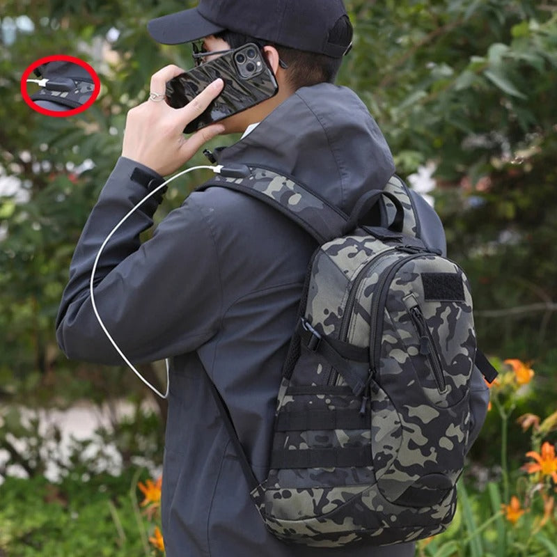 20L tactical backpack with USB for convenient charging while on the go