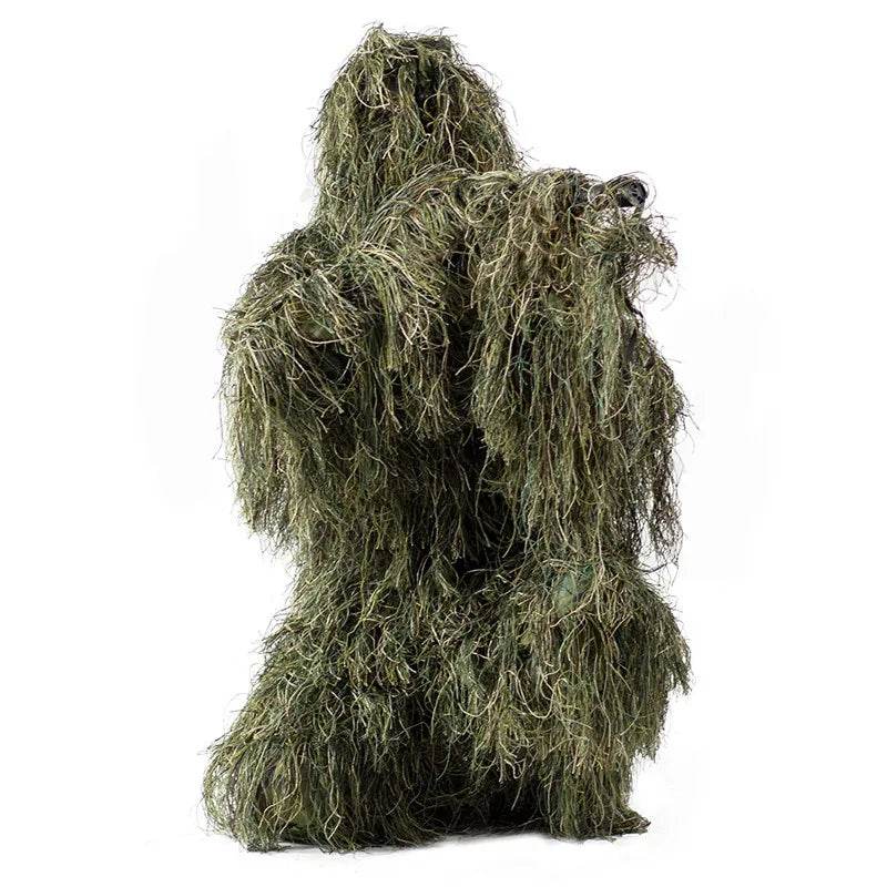 Tactical camouflage suit in green for stealth in outdoor environments
