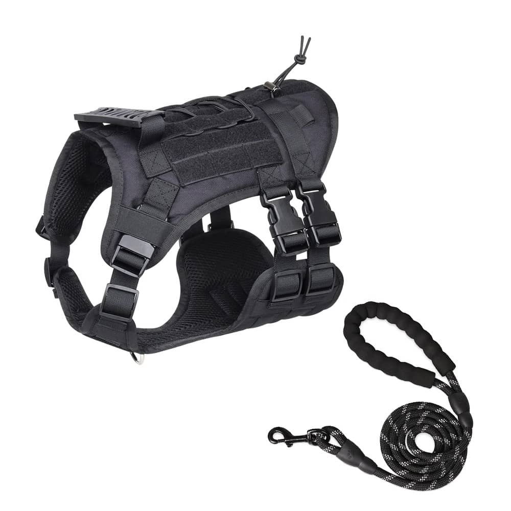 Tactical dog harness vest in camouflage for outdoor activities