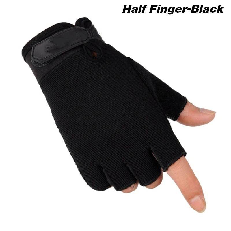 Half Finger Black Military Style Work Gloves for Tactical Use