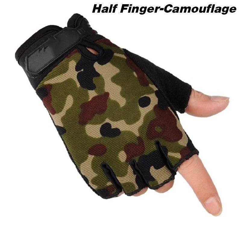 Half Finger Camouflage Military Style Work Gloves for Enhanced Dexterity