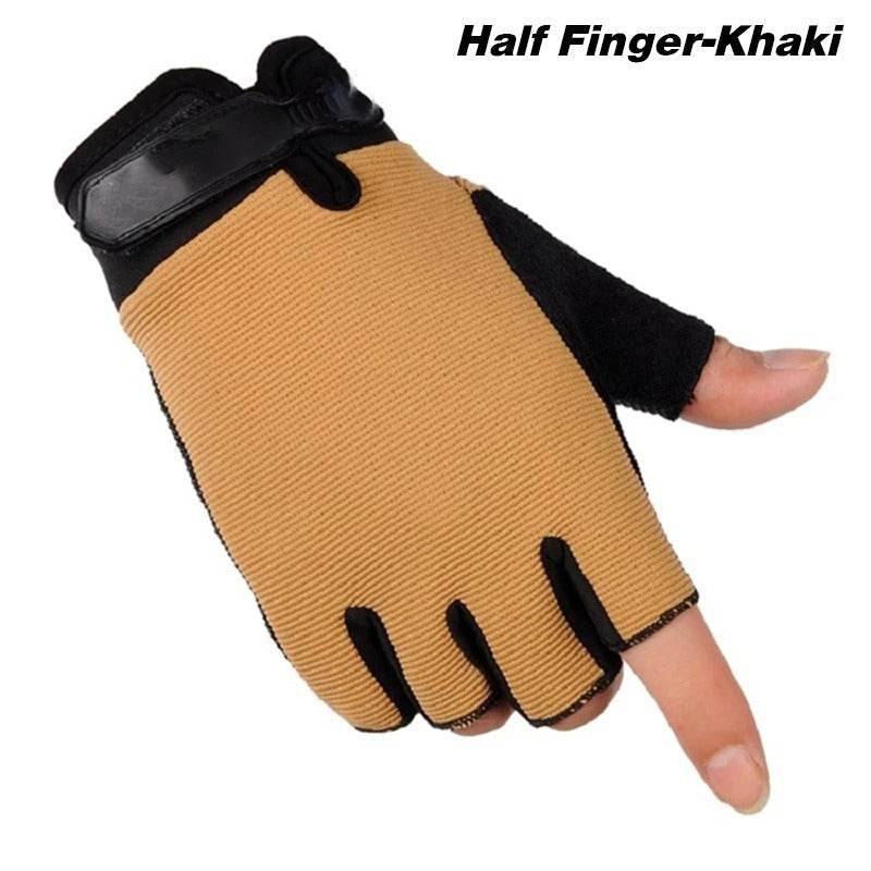 Half Finger Khaki Military Style Work Gloves for Tactical Use