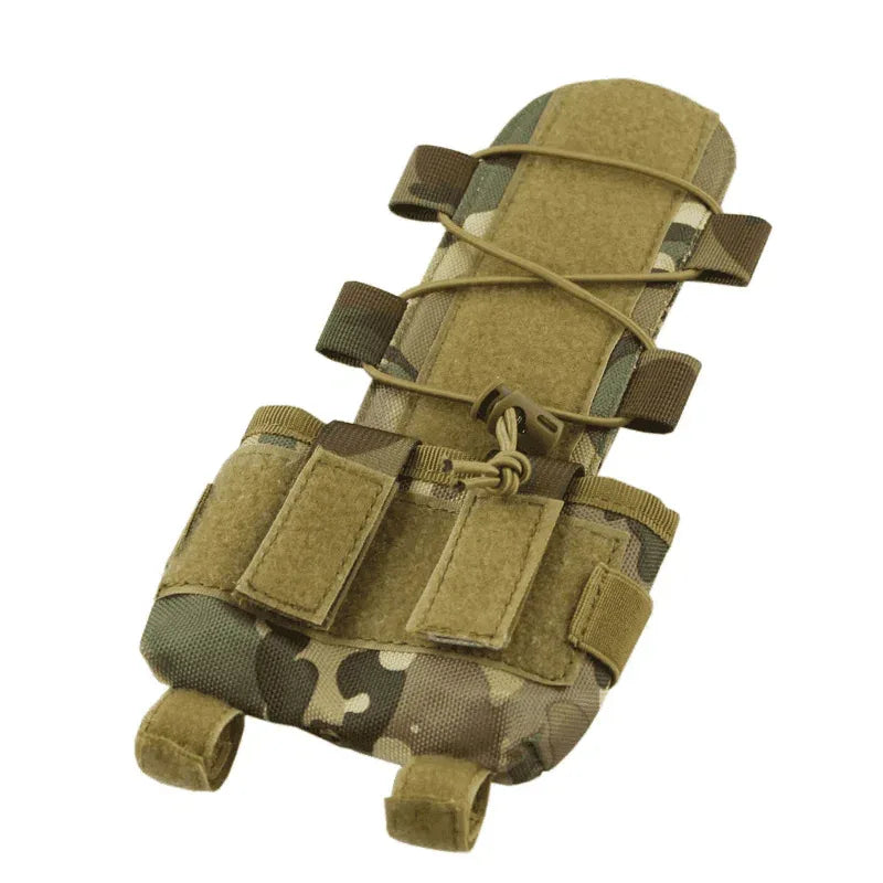 Tactical helmet battery pouch in camo design for secure storage and easy access