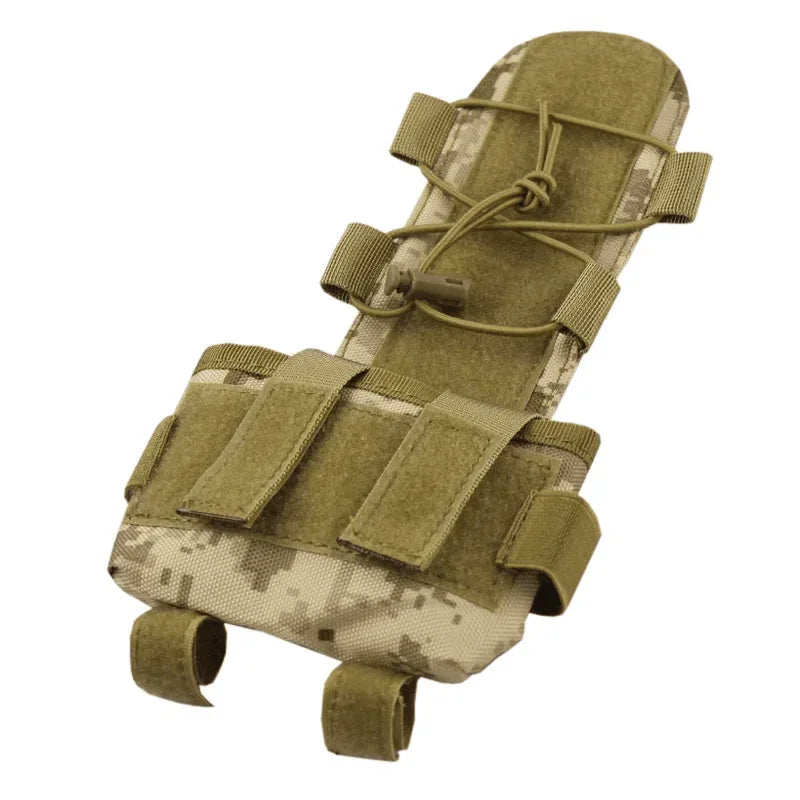 Tactical helmet battery pouch in camouflage for secure storage during outdoor activities