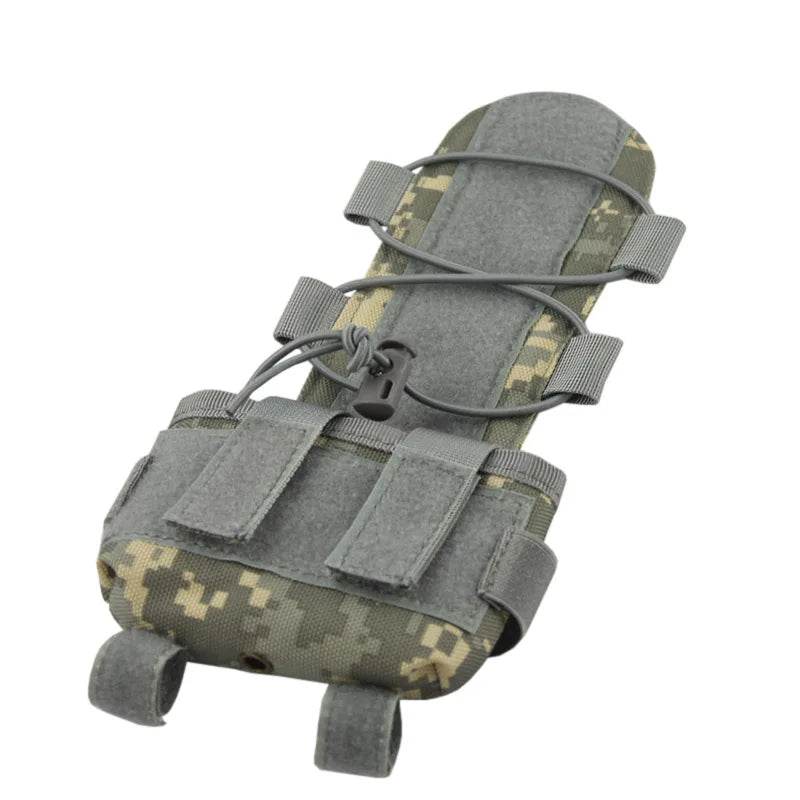 Tactical helmet battery pouch in camouflage design for secure gear storage and easy access in the field