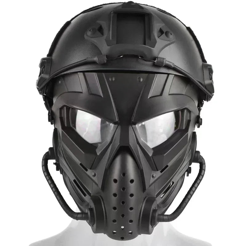 Military-Outdoors Tactical Helmet Set in Black for enhanced protection and visibility