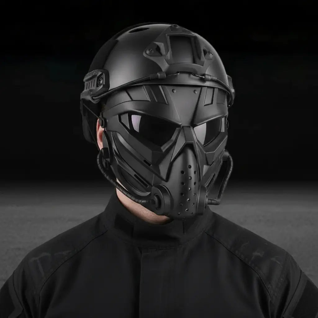 Military-Outdoors Tactical Helmet Set in Black for Tactical Gear