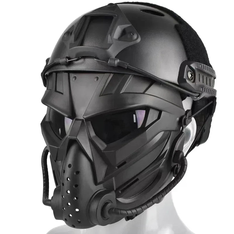 Military-Outdoors Tactical Helmet Set in Black for Outdoor Activities