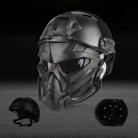 Military-Outdoors Tactical Helmet Set in Black for Enhanced Protection