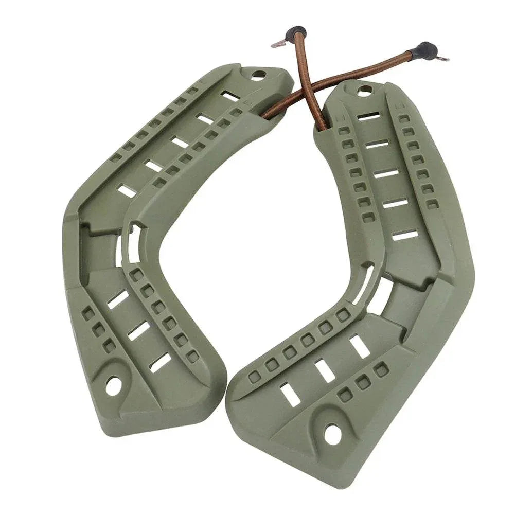 Tactical helmet side rails in olive green for enhanced accessory compatibility