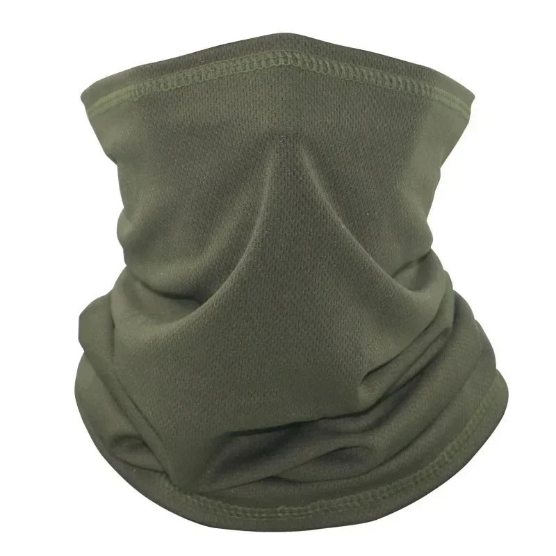 Olive Green Tactical Neck Warmer for outdoor activities and cold weather protection
